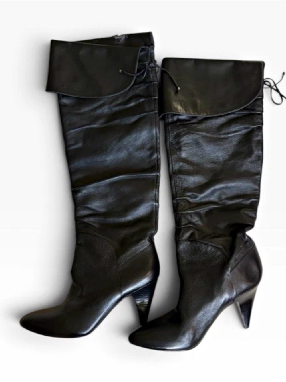 GUESS GENUINE LEATHER
BLACK BOOTS OVER THE KNEE HEELS SIZE 11 Y2K